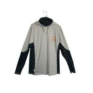 Quiksilver Waterman UPF 50 Rashguard Shirt Hood Neck Protection Long Sleeve Med